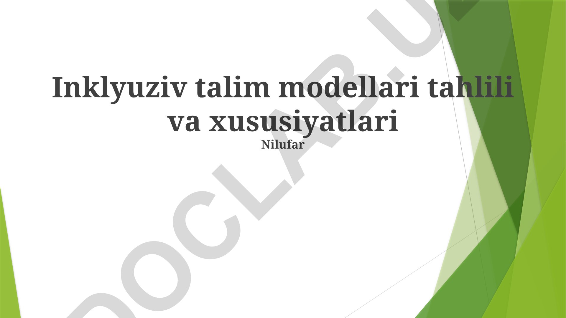 Inklyuziv talim modellari tahlili va xususiyatlari
