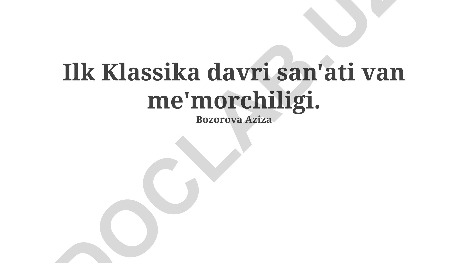 Erta Klassik Davr San'ati va Me'morchiligi