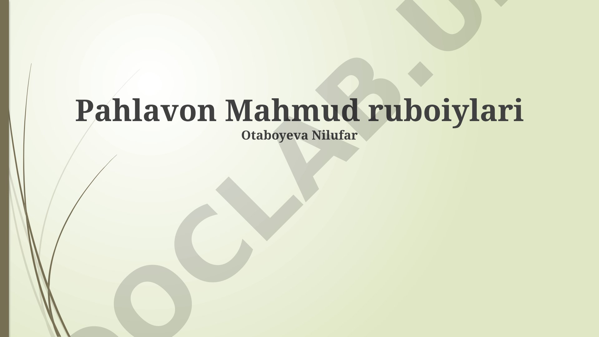 Pahlavon Mahmud ruboiylari