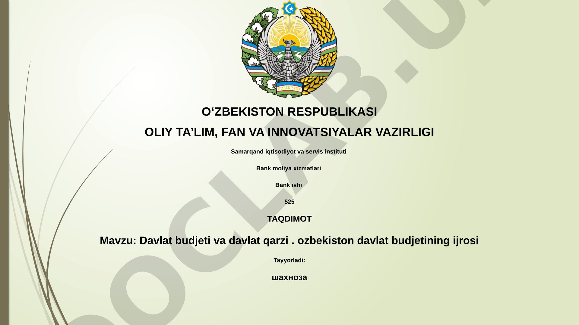 Davlat budjeti va davlat qarzi: O'zbekiston davlat budjetining ijrosi