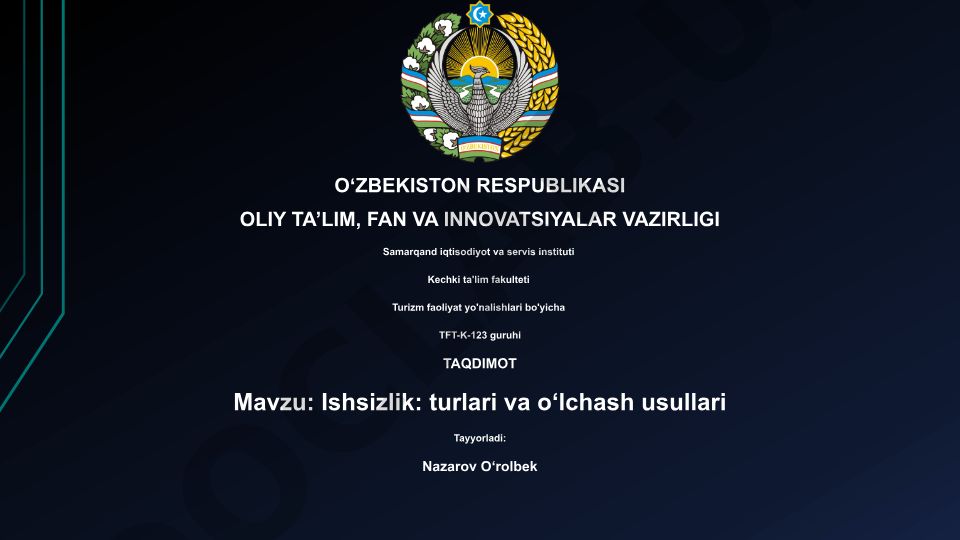Ishsizlik: turlari va o‘lchash usullari