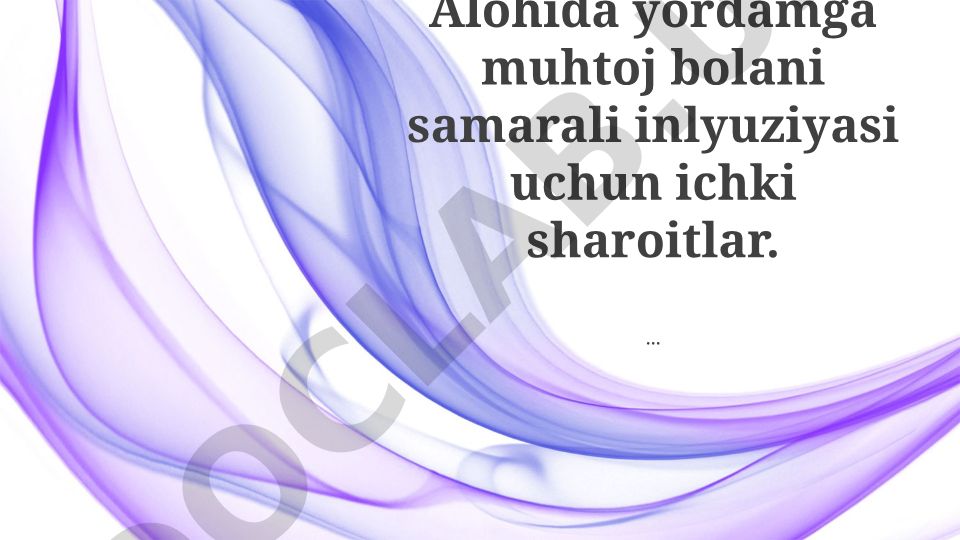 Alohida yordamga muhtoj bolalarni inklyuziyasi uchun ichki sharoitlar