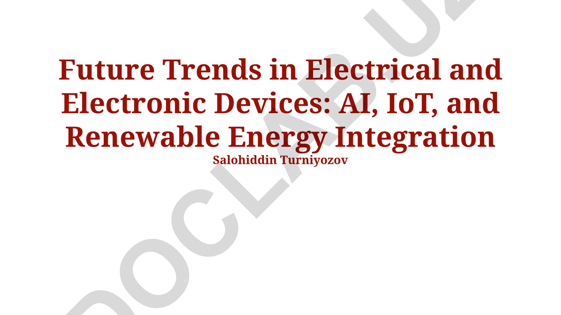 Future Trends in Electrical and Electronic Devices: AI, IoT, and Renewable Energy Integration