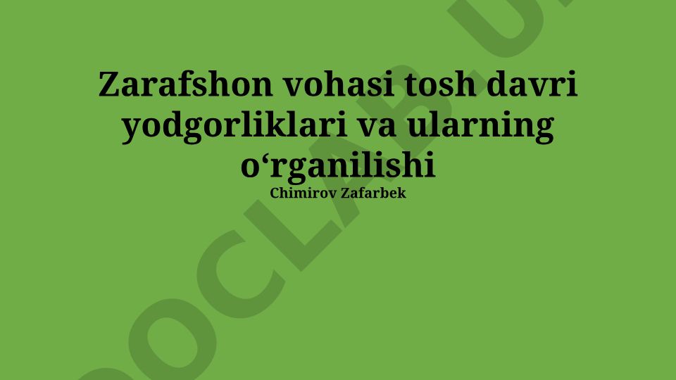 Zarafshon vohasi tosh davri yodgorliklari va ularning oʻrganilishi