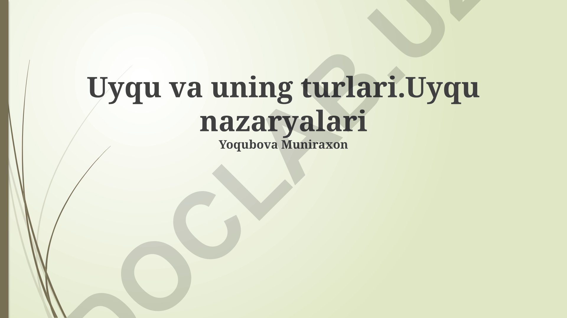 Uyqu va uning turlari. Uyqu nazaryalari