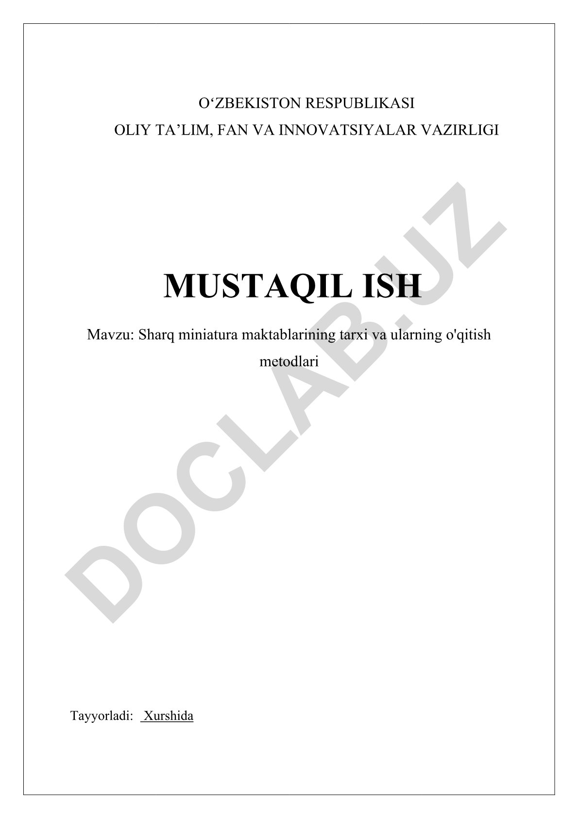 Sharq miniatura maktablarining tarxi va ularning o'qitish metodlari