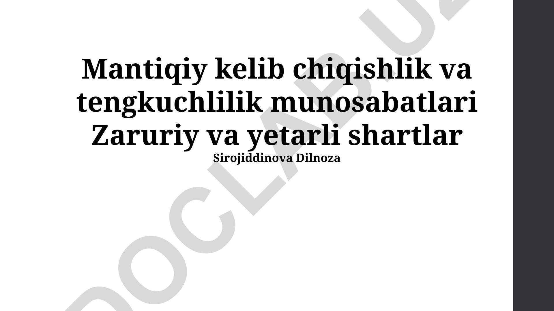 Mantiqiy kelib chiqishlik va tengkuchlilik munosabatlari