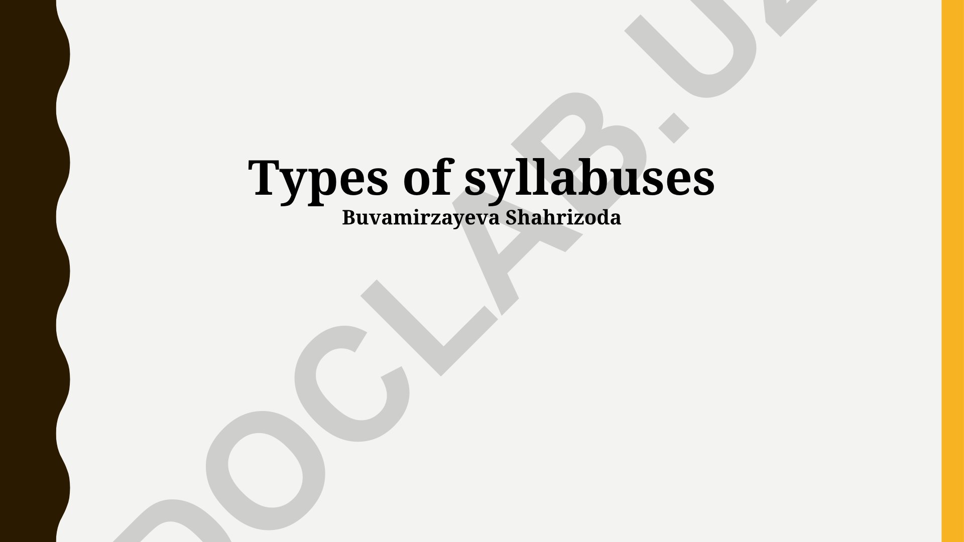 Types of syllabuses