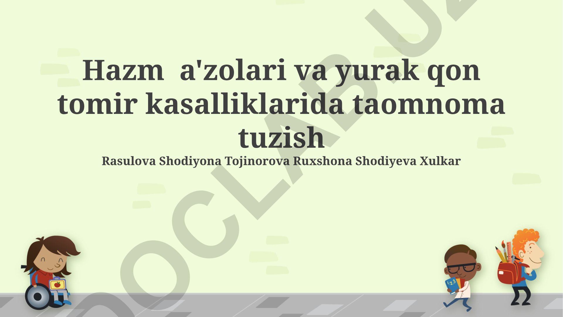 Hazm a'zolari va yurak-qon tomir kasalliklarida taomnoma tuzish