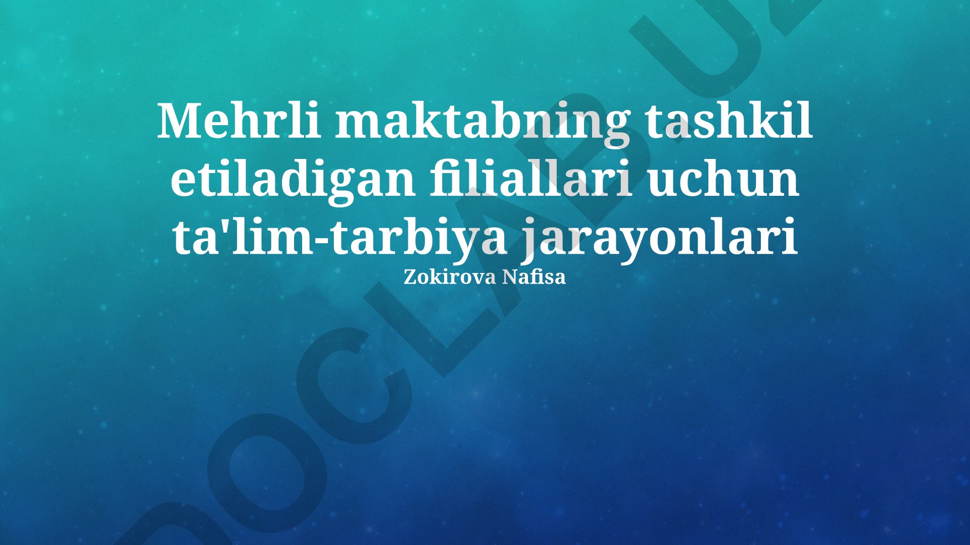 Mehrli maktab filiallari uchun ta'lim-tarbiya jarayonlari va zamonaviy texnologiyalar