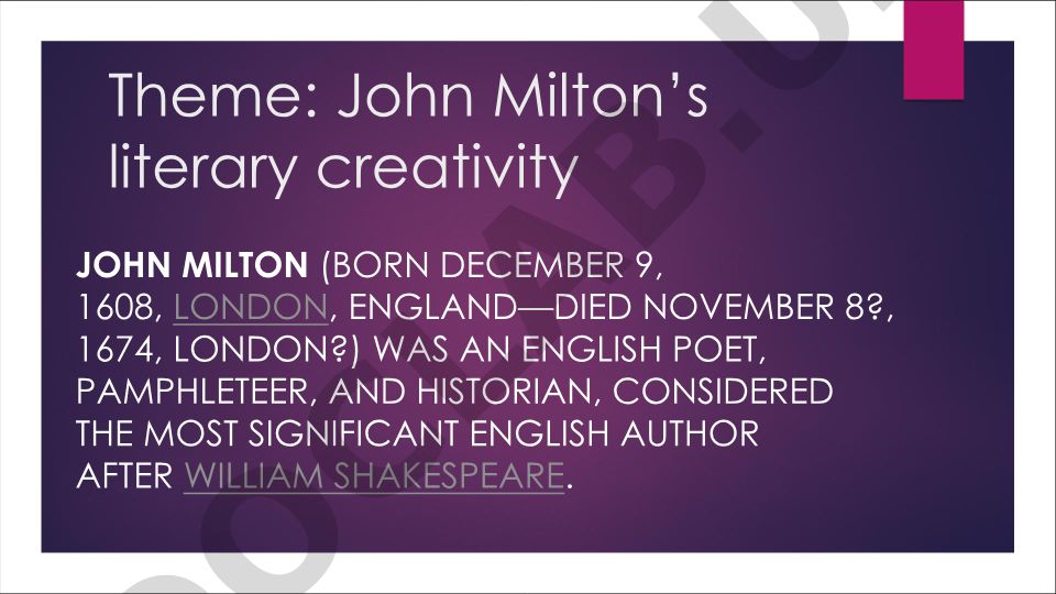 John Milton’s literary creativity