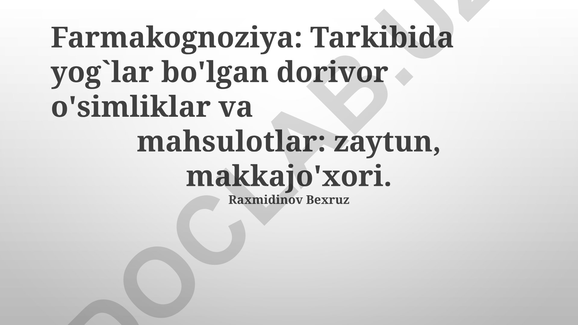 Zaytun va makkajo'xori yog'larining farmakognozik xususiyatlari va tibbiyotda qo'llanilishi