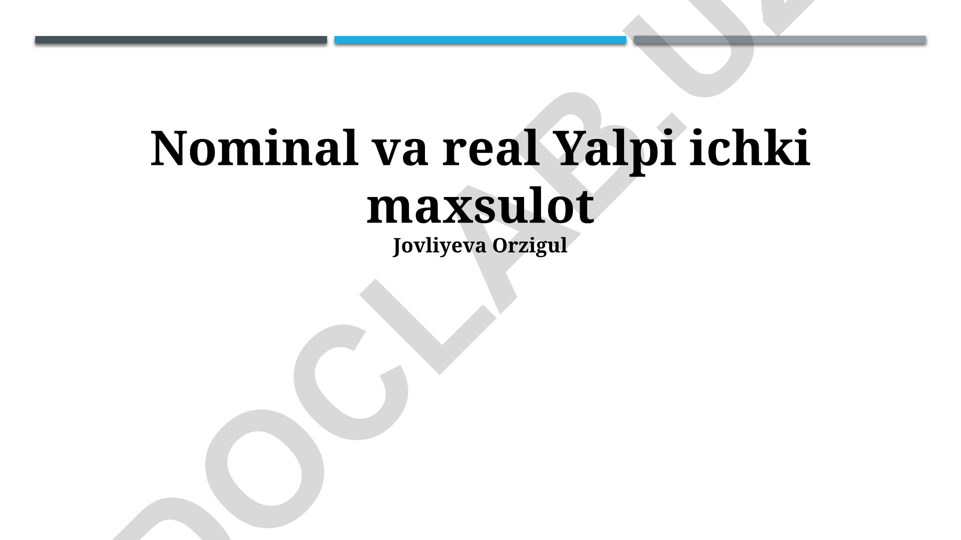 Nominal va real Yalpi ichki maxsulot