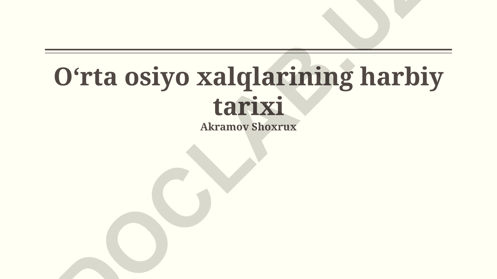 Markaziy Osiyo xalqlarining harbiy tarixi