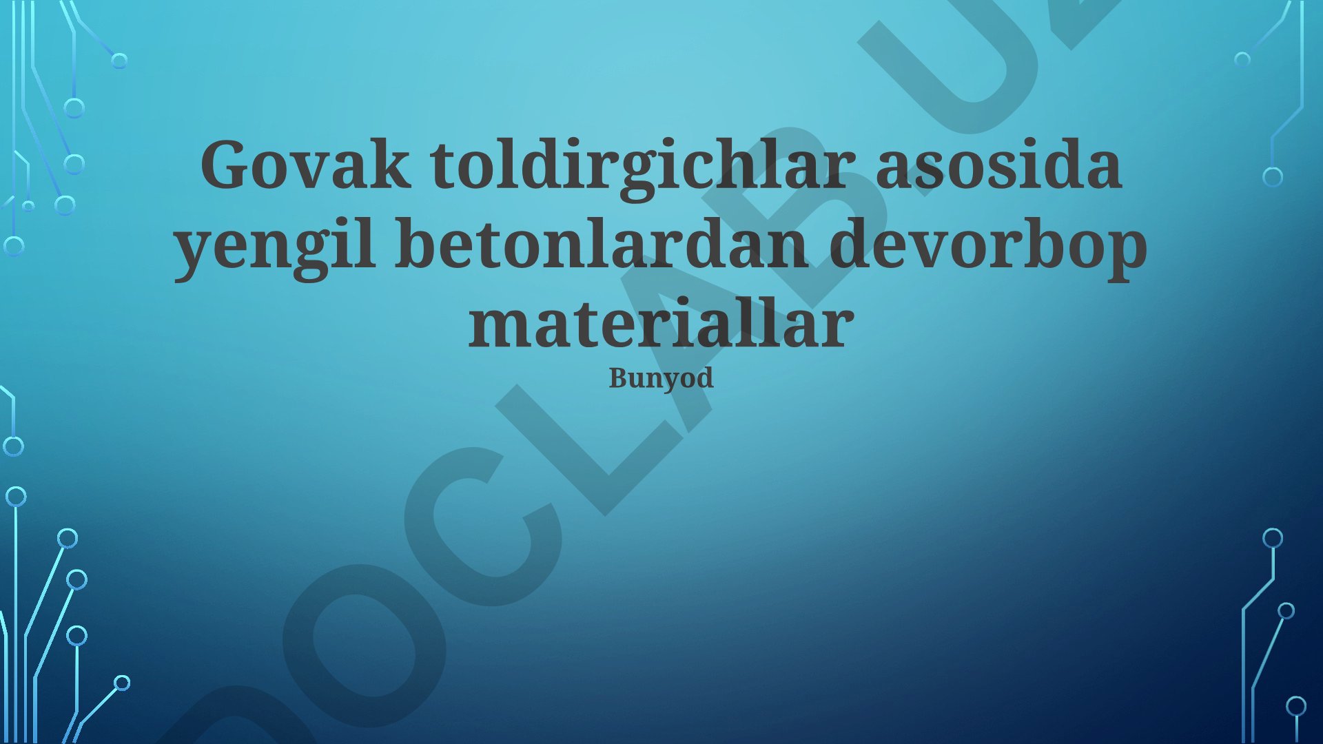 Govak toldirgichlar asosida yengil betonlardan devorbop materiallar