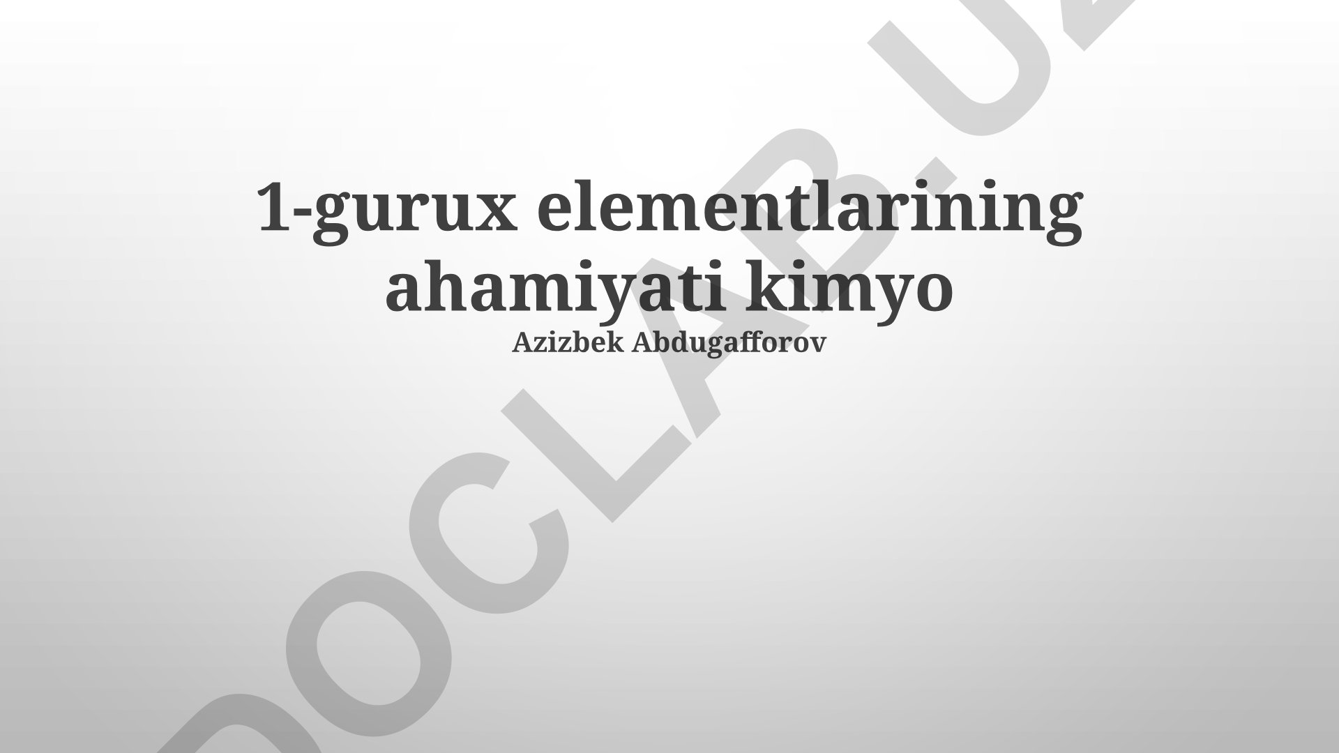 1-Gurux elementlarining kimyodagi ahamiyati va qo'llanilishi