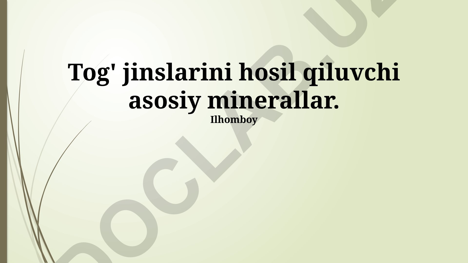 Tog' jinslarini hosil qiluvchi asosiy minerallar