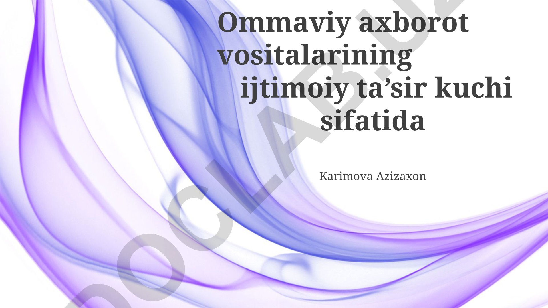 Ommaviy axborot vositalarining ijtimoiy ta'siri