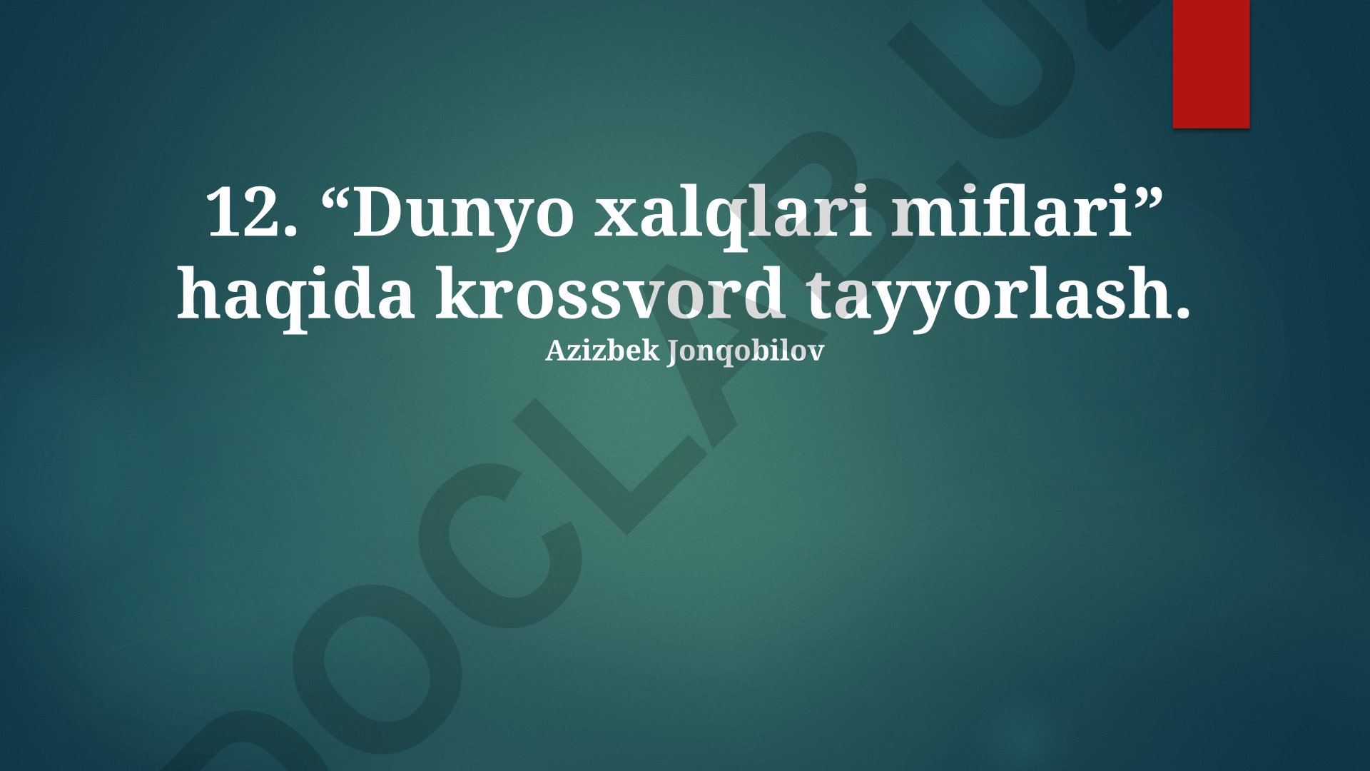 Dunyo xalqlari miflari haqida krossvord tayyorlash