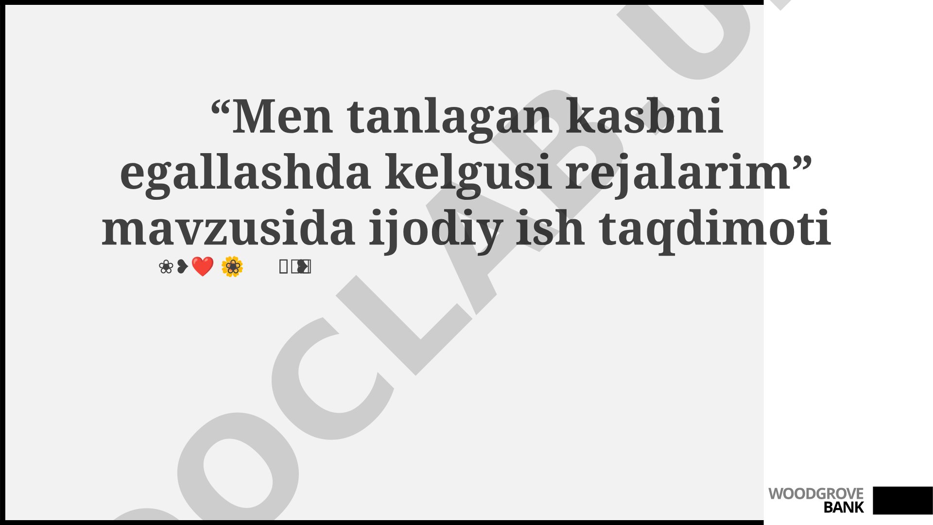 Men tanlagan kasbni egallashda kelgusi rejalarim