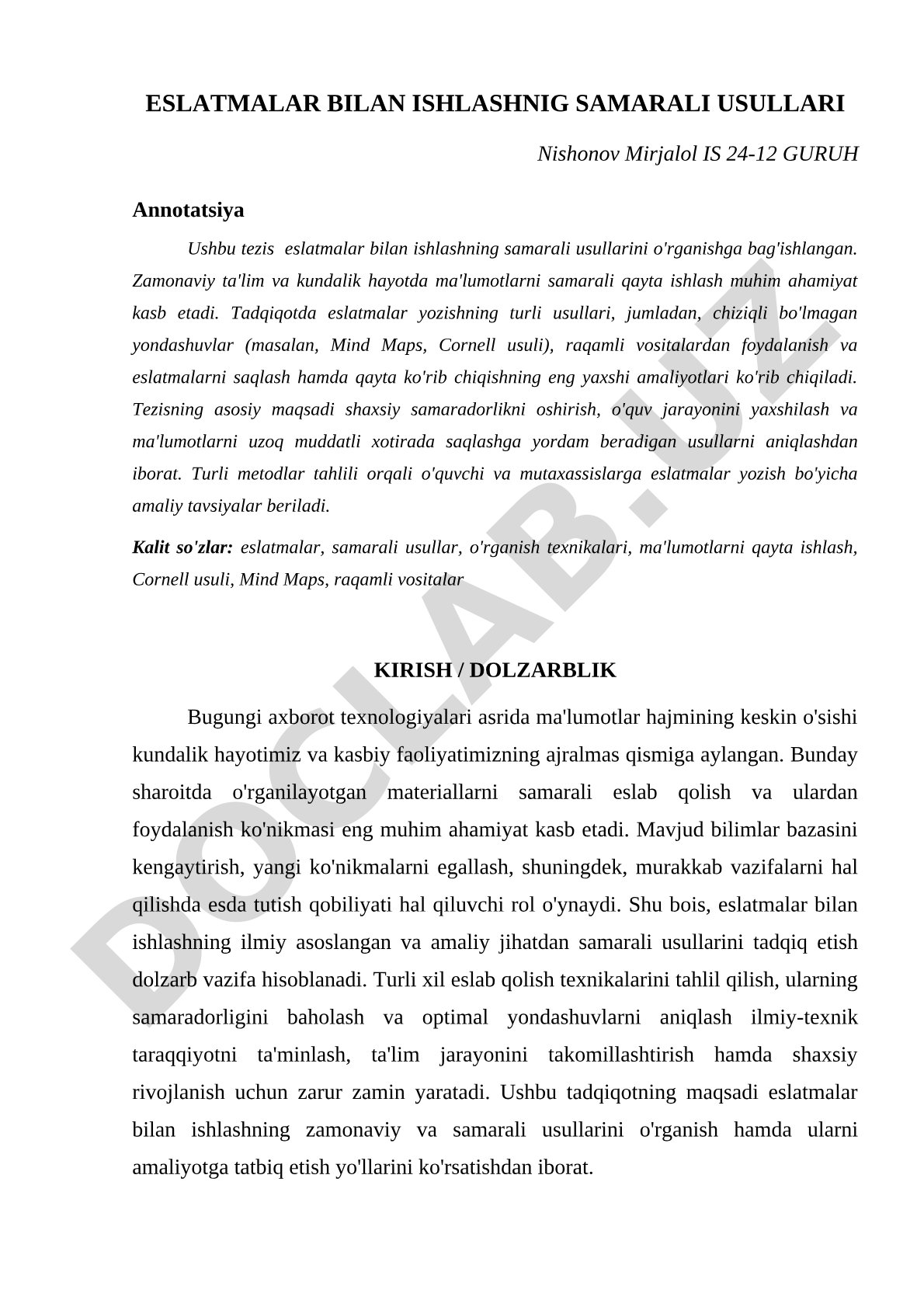 Eslatmalar bilan ishlashning samarali usullari
