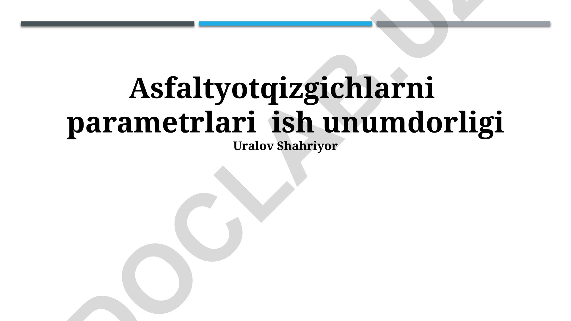 Asfaltyotqizgichlarni parametrlari va ish unumdorligi