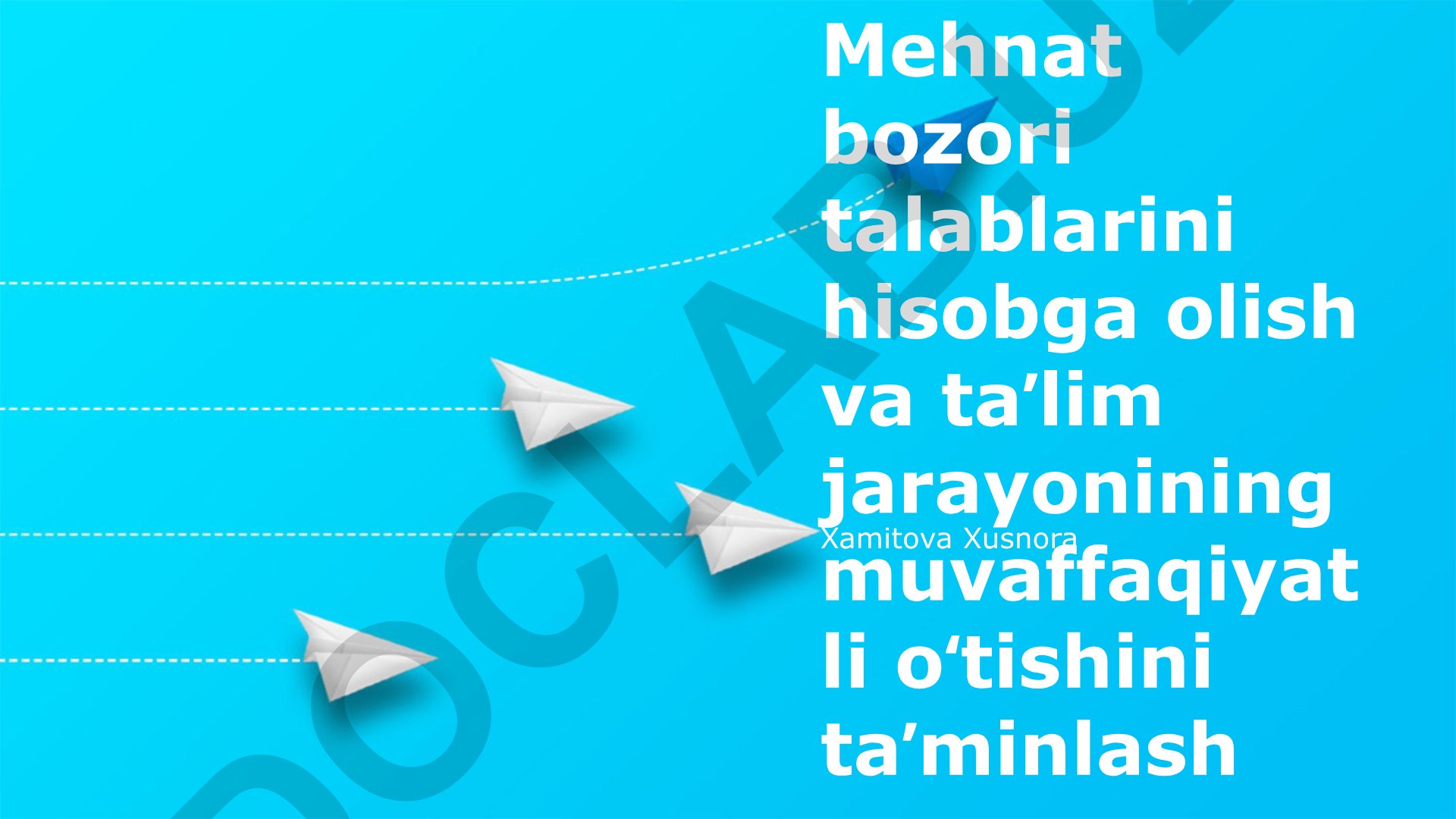 Mehnat bozori talablarini hisobga olgan holda ta'lim jarayonini muvaffaqiyatli o'tkazish