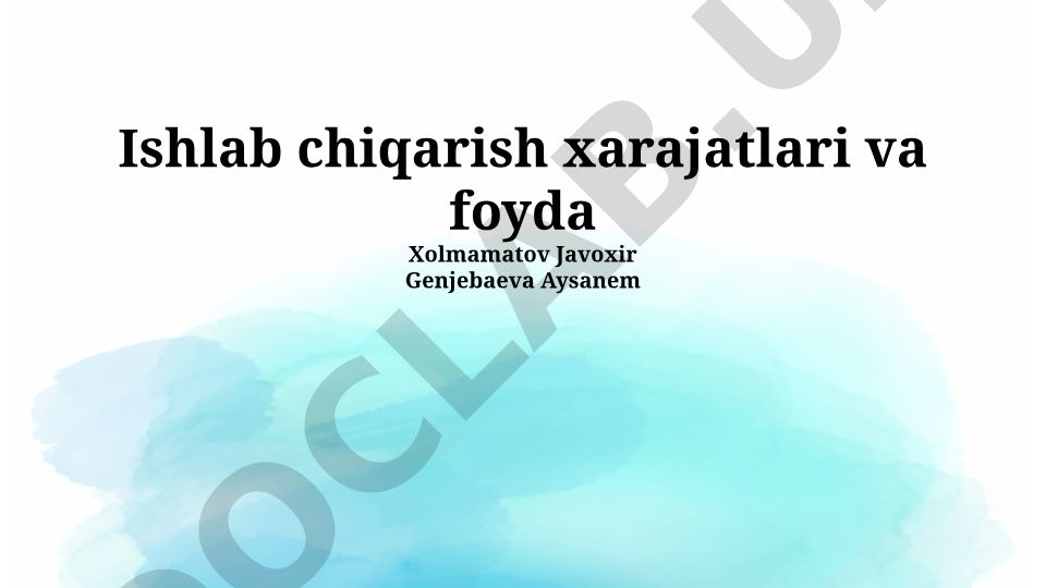 Ishlab chiqarish xarajatlari, tannarx va foyda o'lchovlari