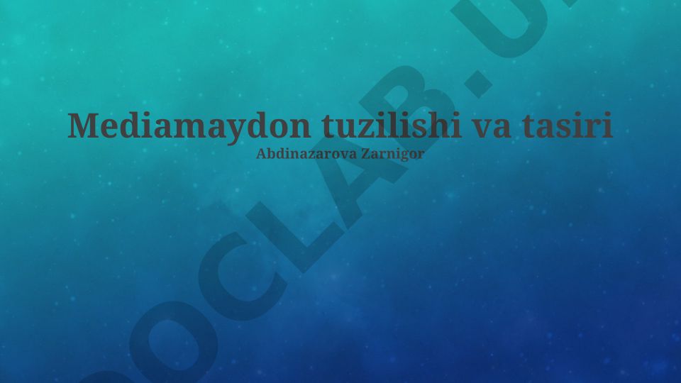 Mediamaydon tuzilishi va tasiri