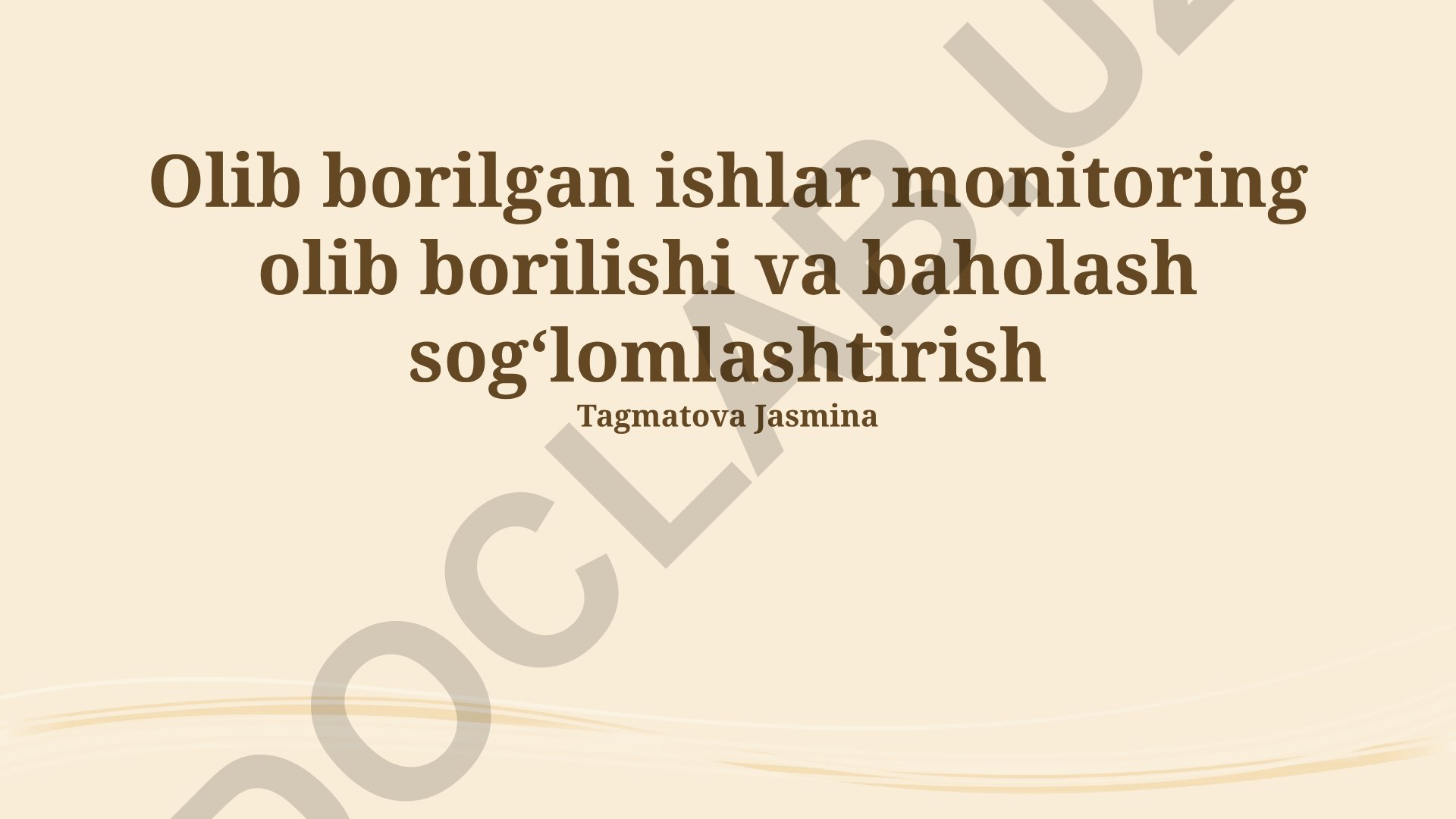 Sog'liqni saqlash monitoringi va baholash ishlari