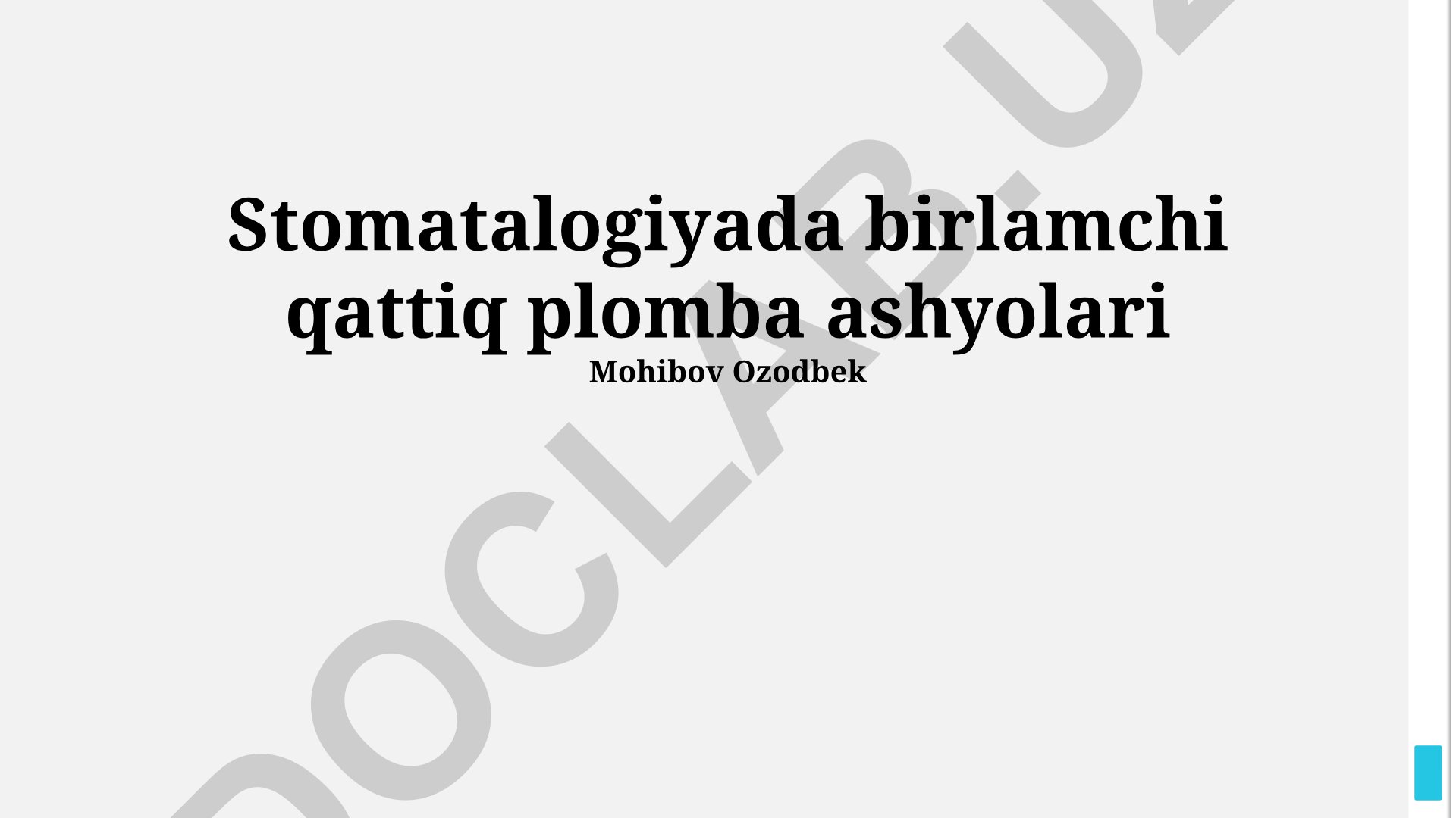 Stomatalogiyada birlamchi qattiq plomba ashyolari