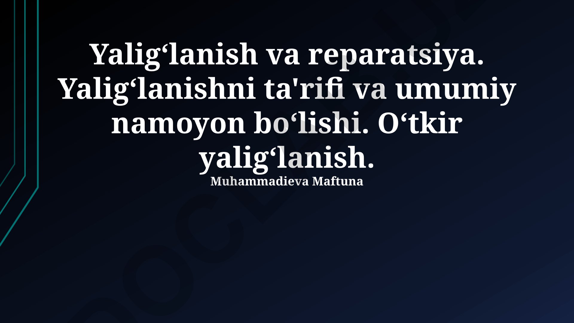 Yallig'lanish va reparatsiya: ta'rifi, namoyon bo'lishi va bosqichlari