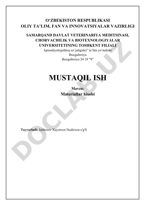 Materiallar hisobi