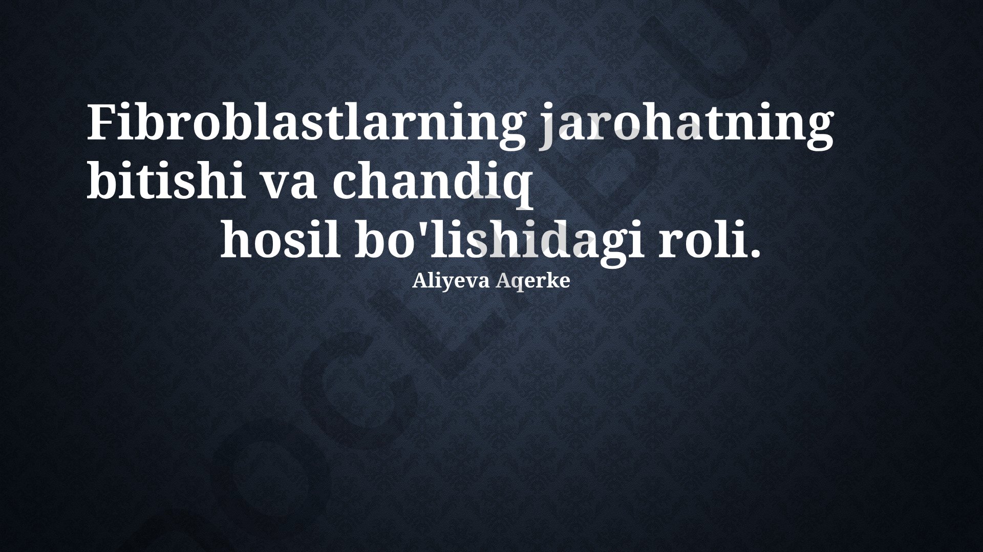 Fibroblastlarning jarohat bitishi va chandiq shakllanishidagi roli