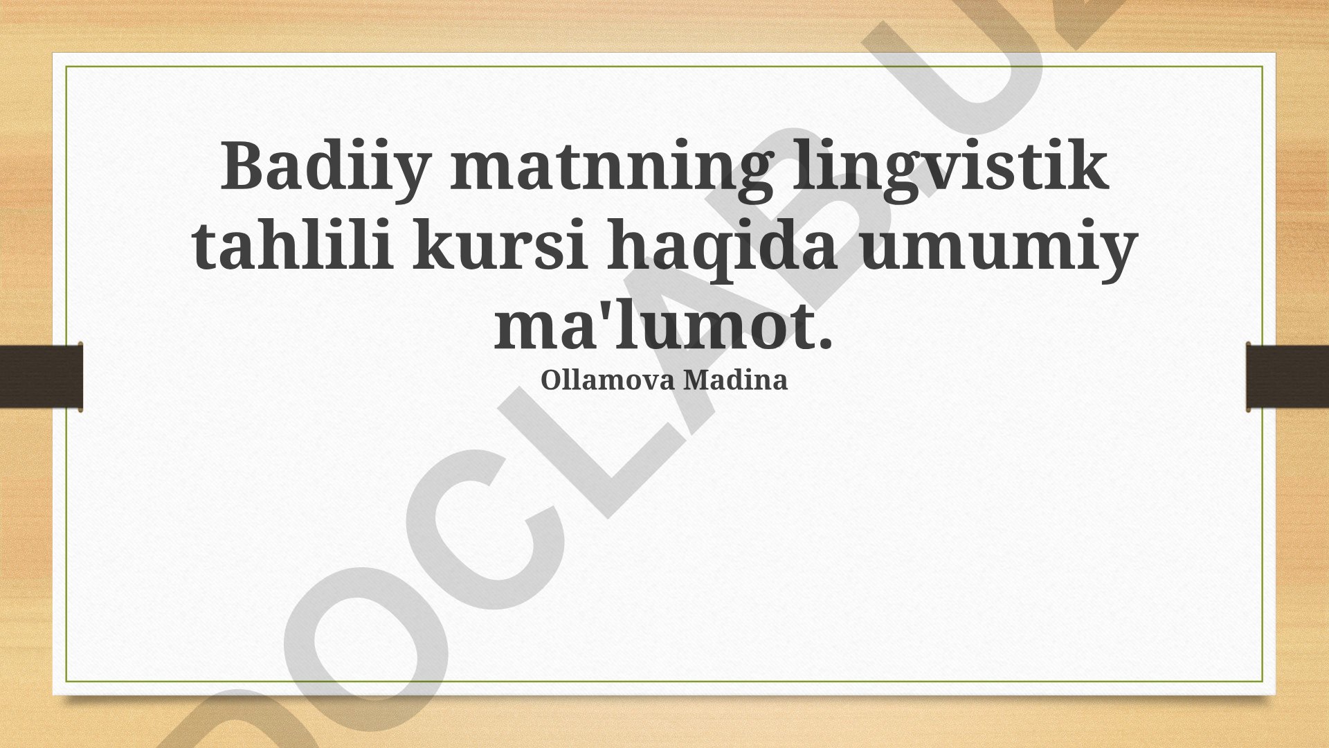 Adabiy matnlarning lingvistik tahlili kursi