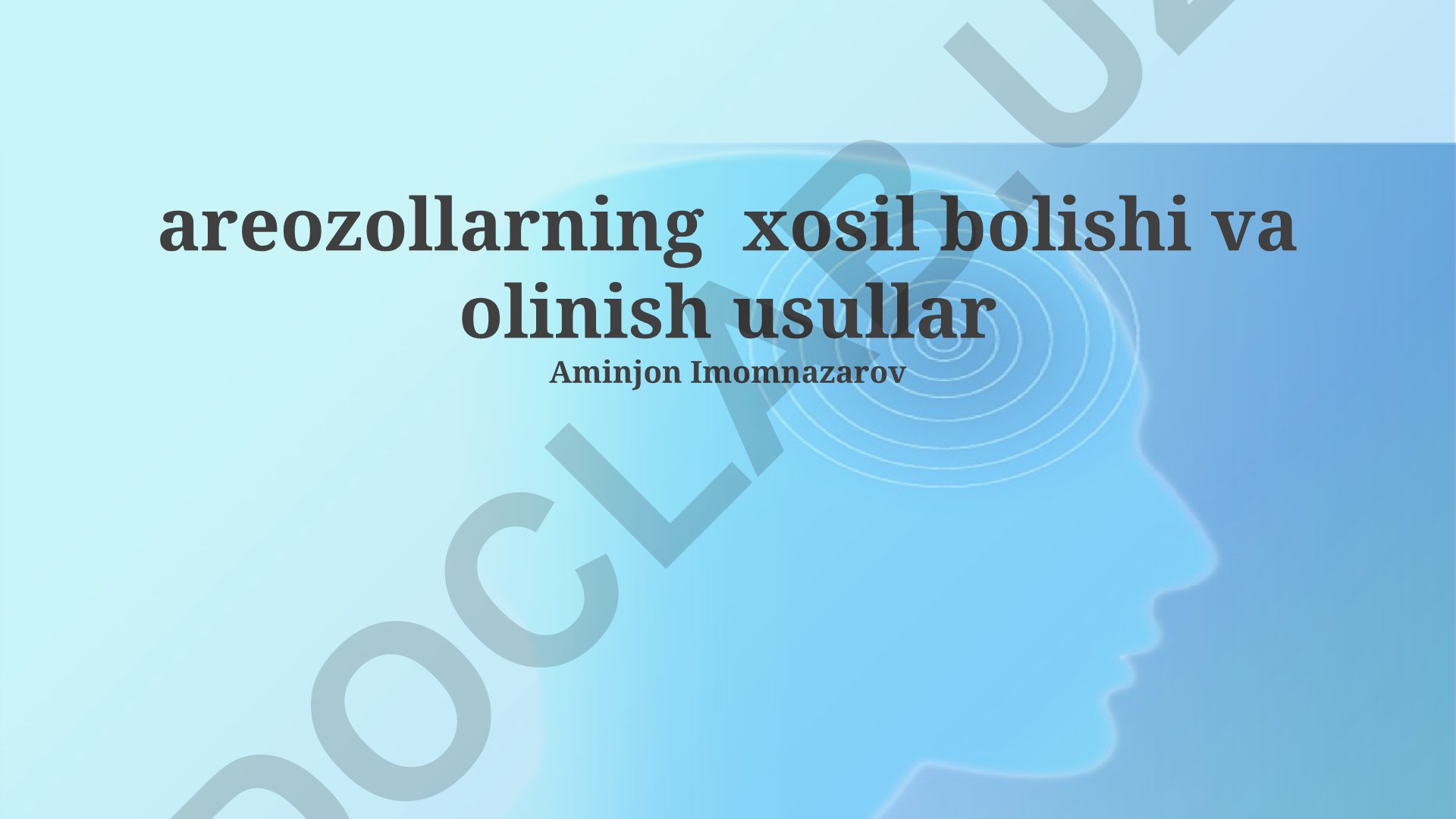 Aerosollarning hosil bo'lishi va olinish usullari