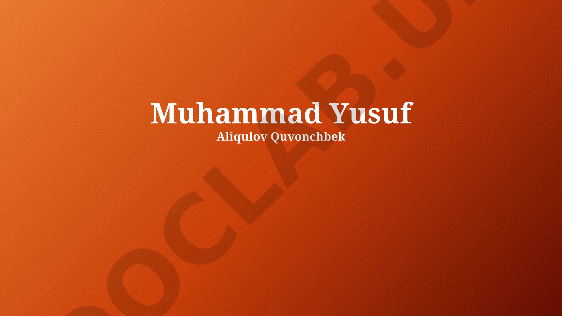 Muhammad Yusuf hayoti va ijodi