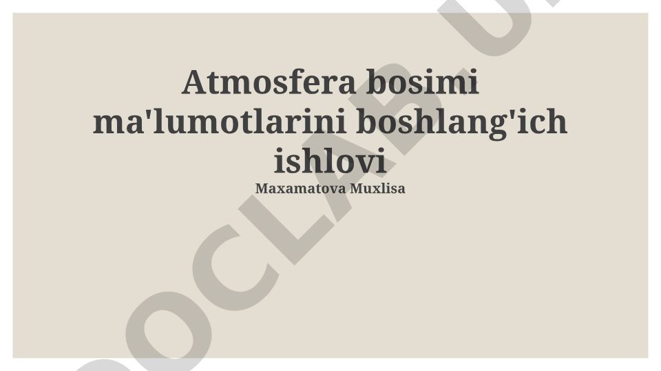 Atmosfera bosimi ma'lumotlarini yig'ish va qayta ishlash
