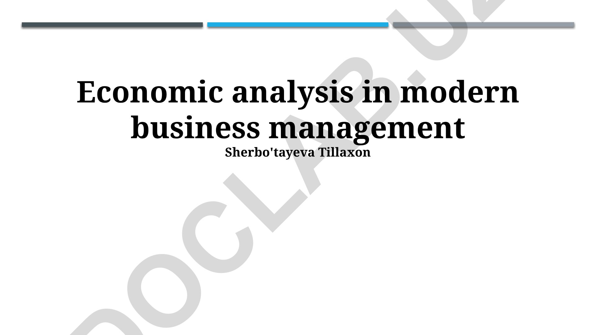 Economic analysis in modern business management