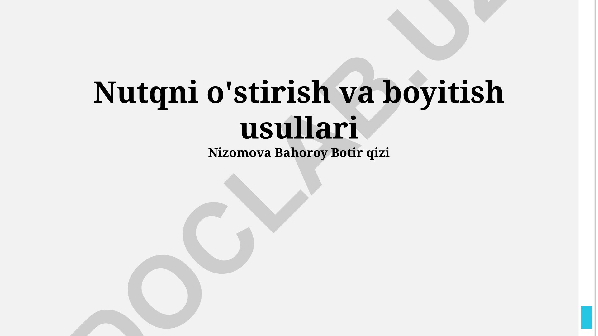 Nutqni o'stirish va boyitish usullari