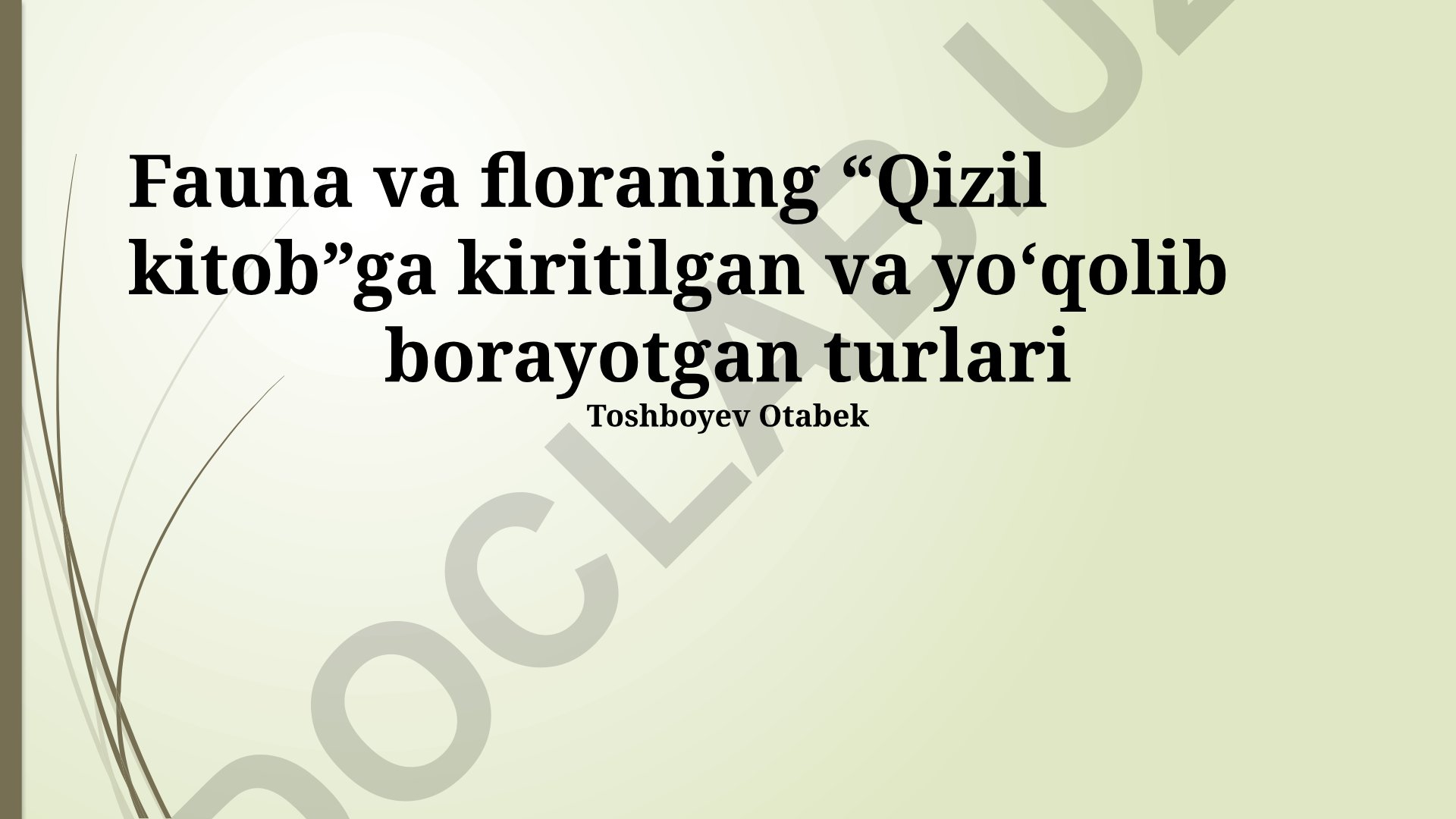 Fauna va floraning Qizil kitobga kiritilgan va yo'qolib borayotgan turlari