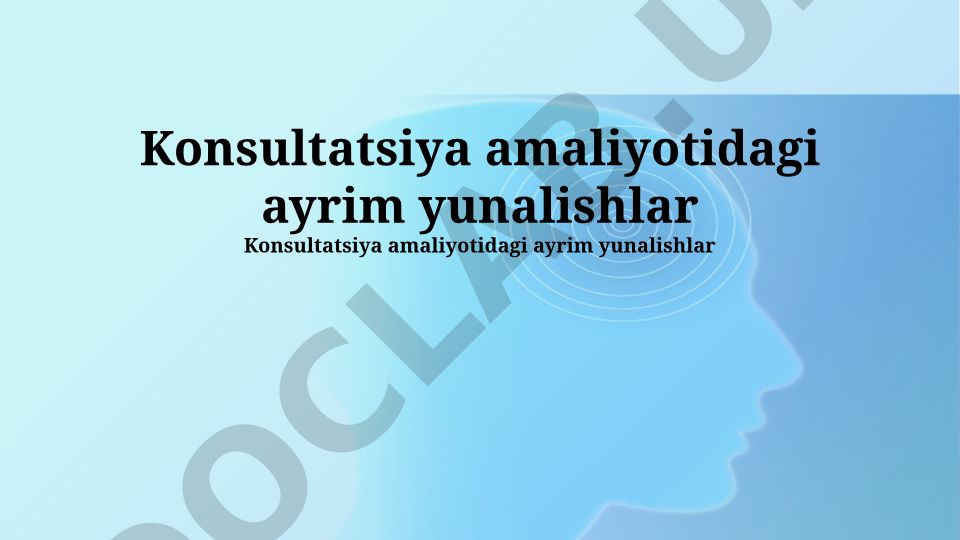 Konsultatsiya amaliyotidagi ayrim yo'nalishlar