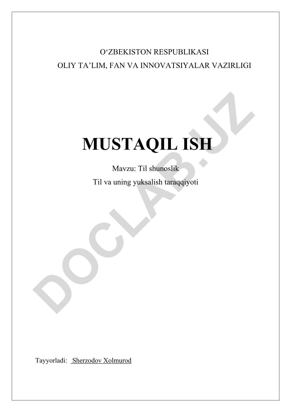 Til shunoslik Til va uning yuksalish taraqqiyoti