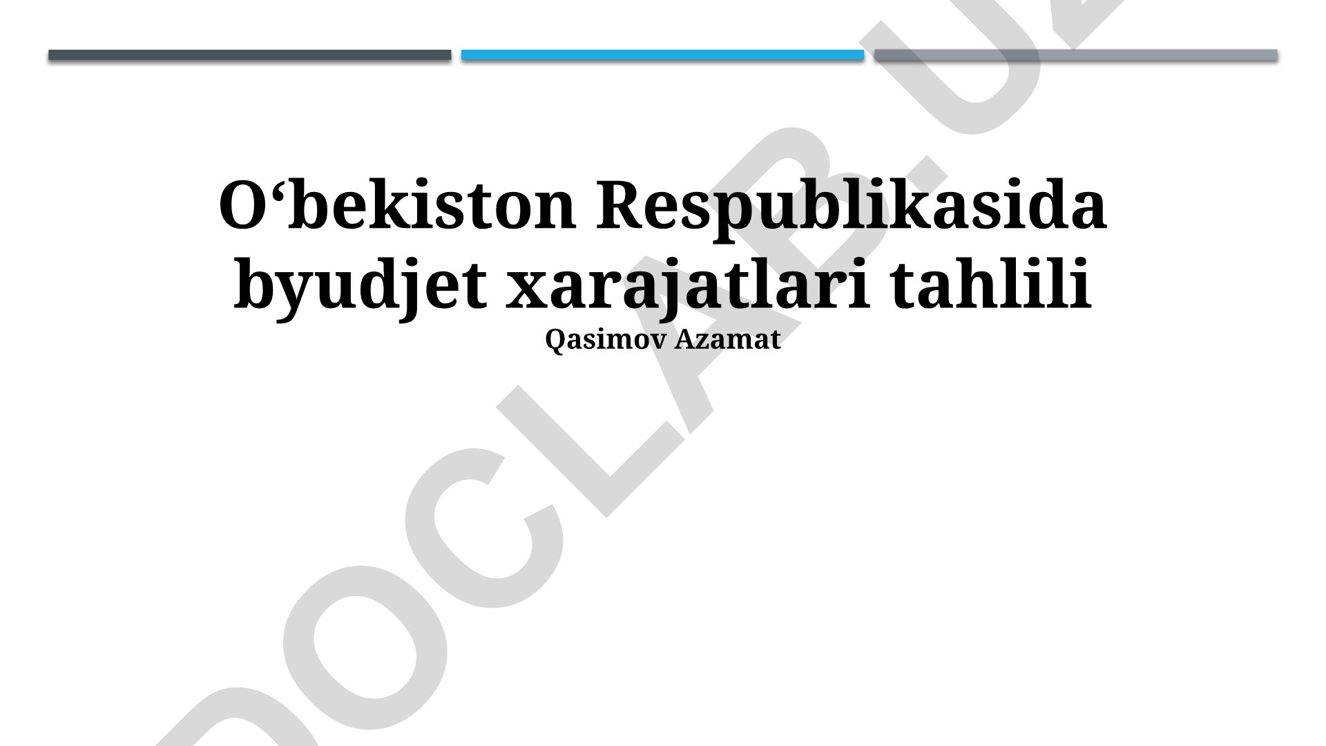 O‘zbekiston Respublikasida byudjet xarajatlari tahlili