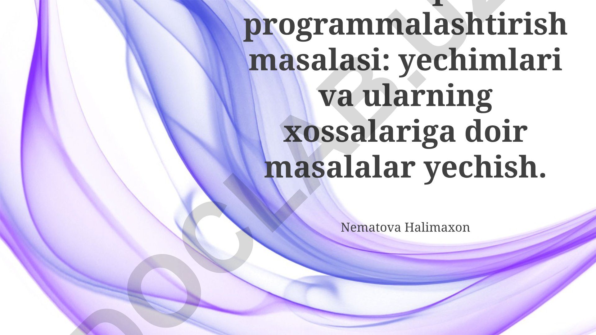 Chiziqli programmalashtirish masalasi: yechimlari va xossalari