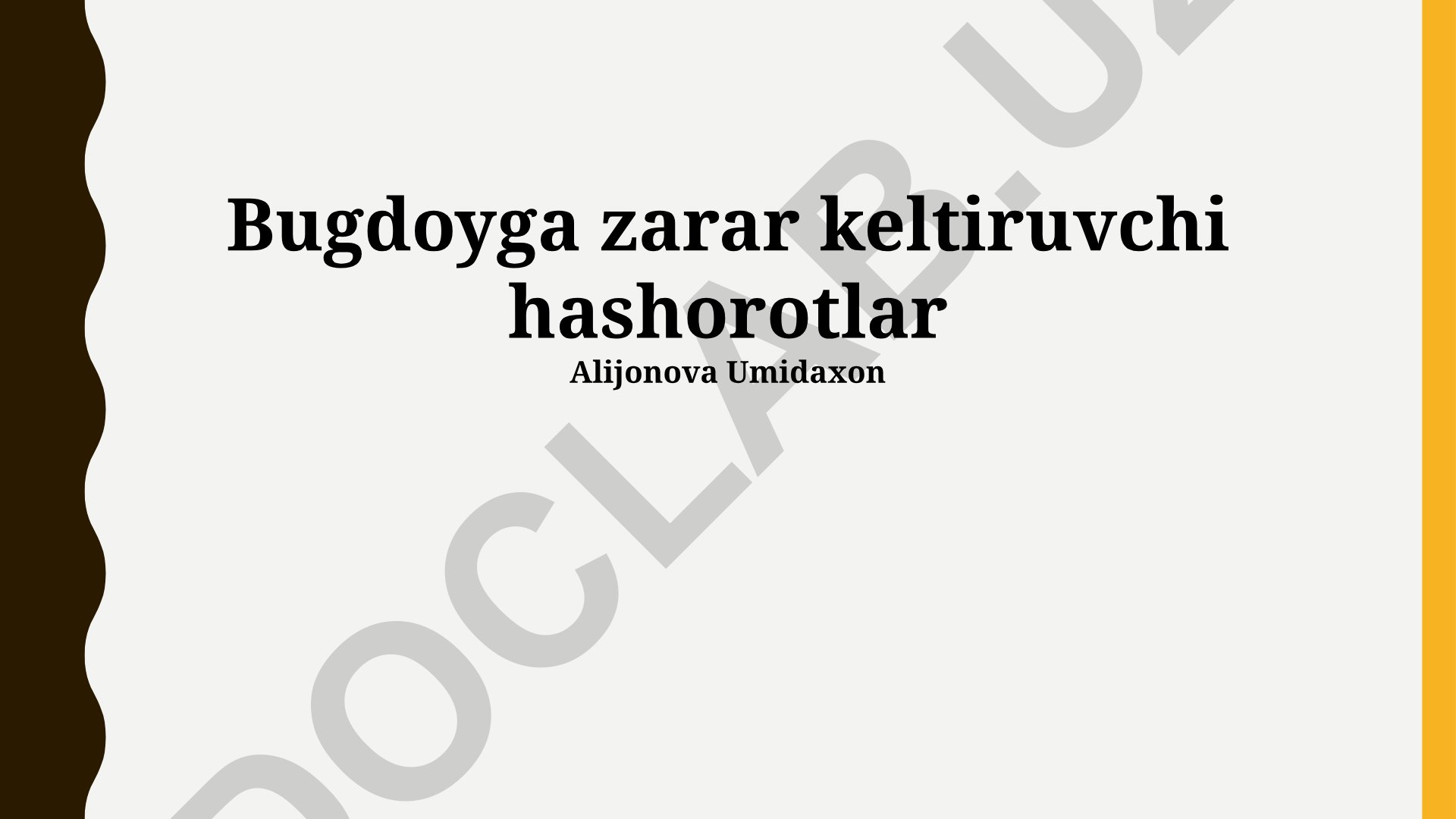 Bugdoyga zarar keltiruvchi hashorotlar va ular bilan kurash usullari