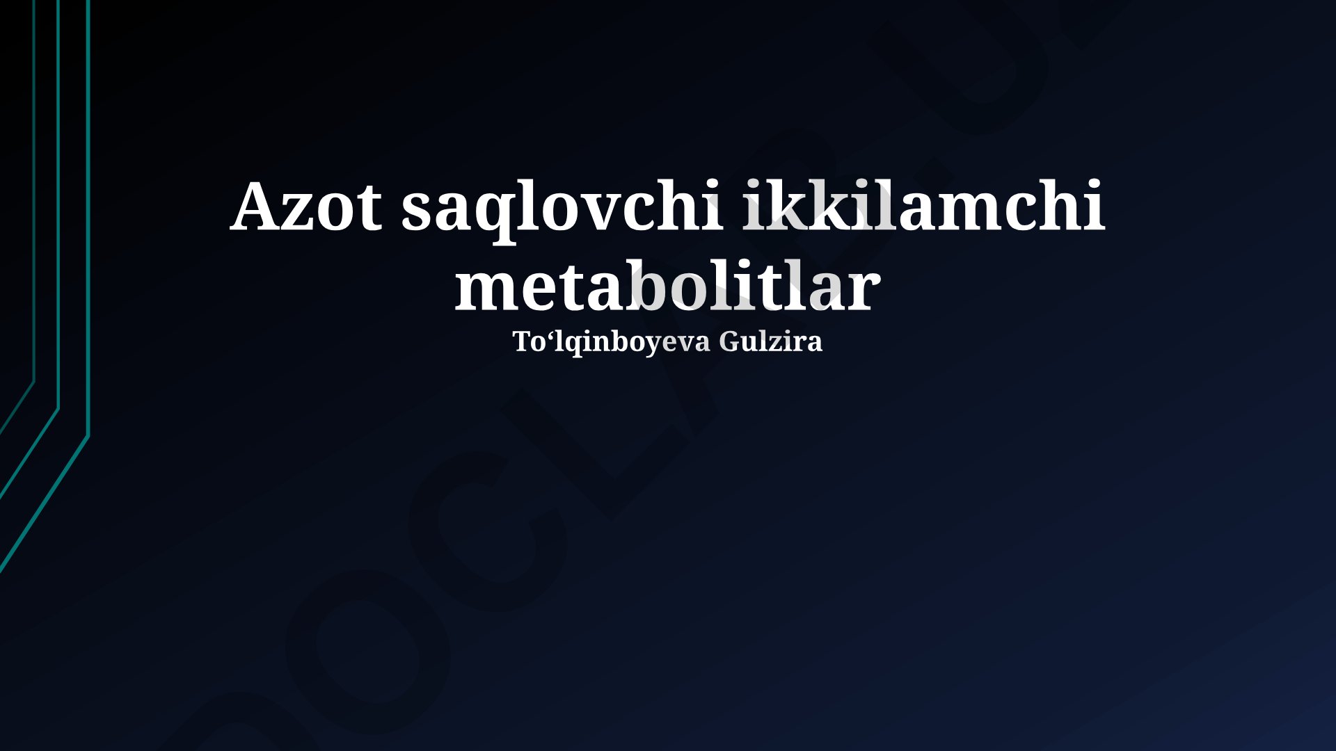 Azot saqlovchi ikkilamchi metabolitlar