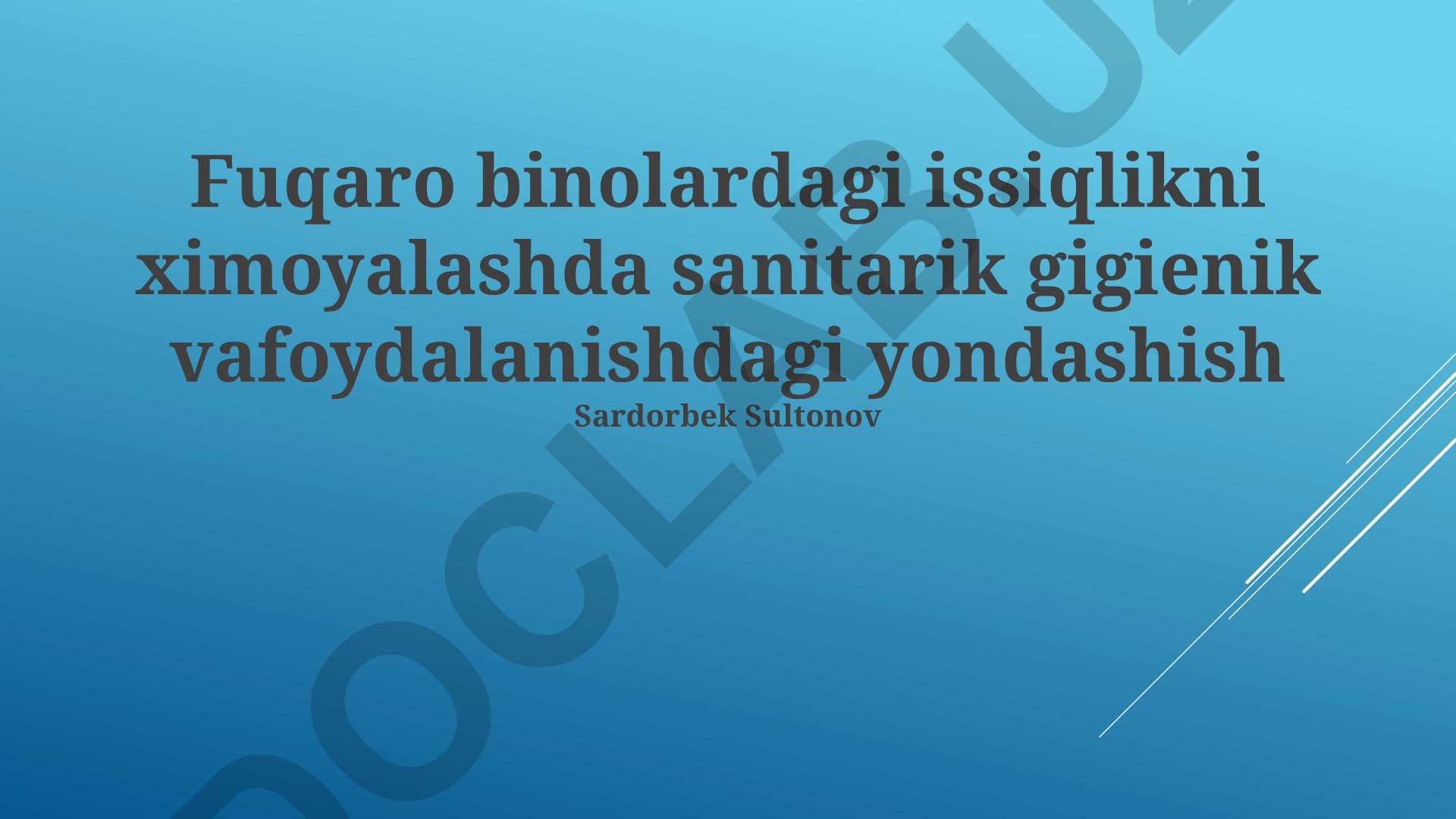 Fuqaro binolarida issiqlik himoyasi va sanitariya-gigiena talablari