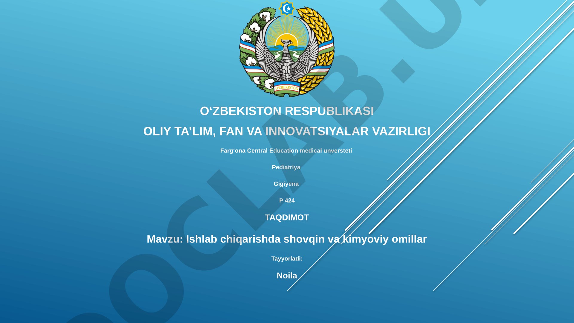 Ishlab chiqarishda shovqin va kimyoviy omillar