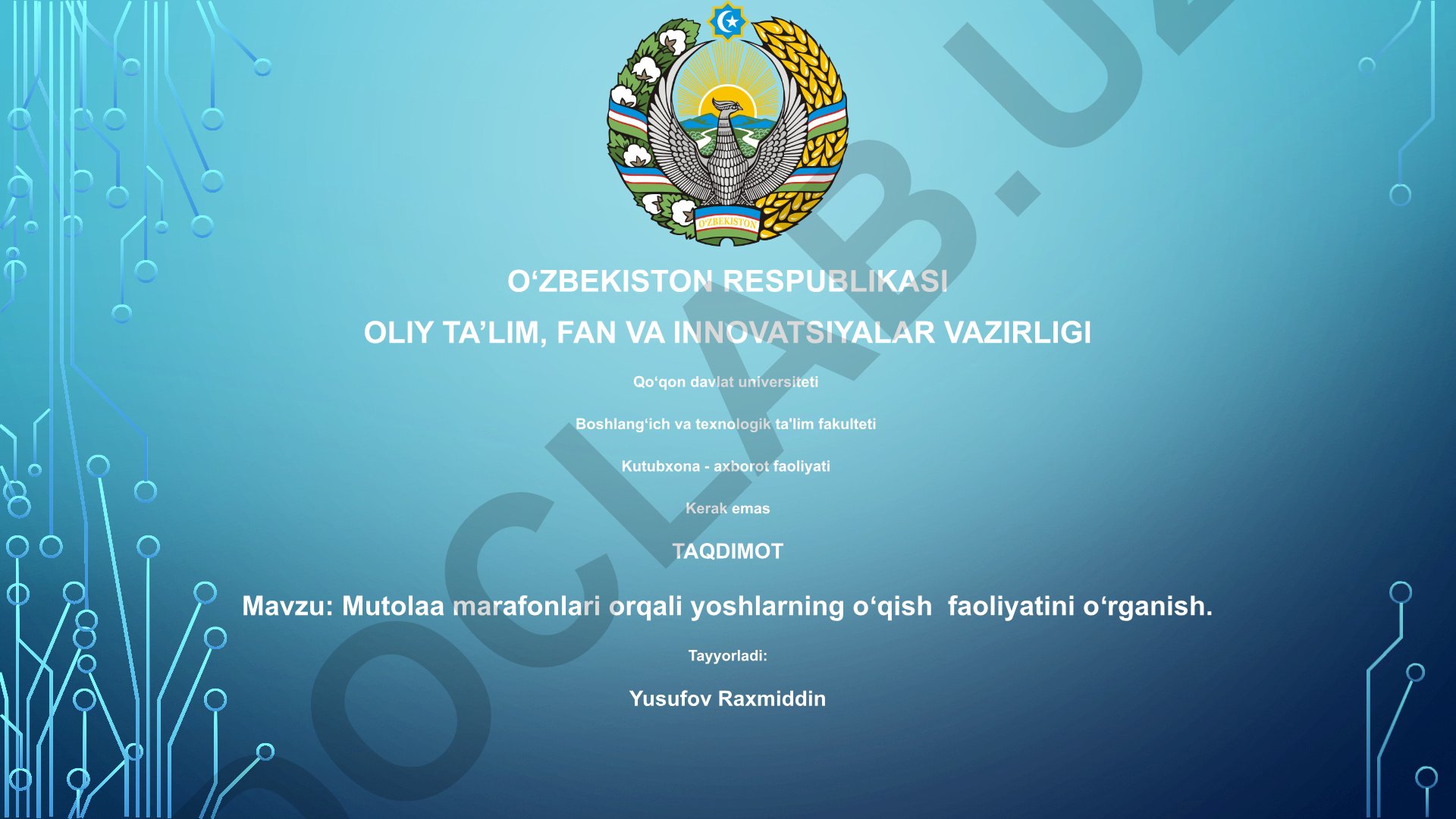 Mutolaa marafonlari orqali yoshlarning oʻqish faoliyatini oʻrganish